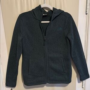 The North Face Hunter Green Full Zip Sweater Material Hoodie